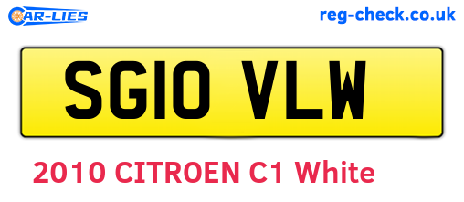 SG10VLW are the vehicle registration plates.