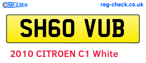 SH60VUB are the vehicle registration plates.