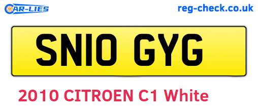 SN10GYG are the vehicle registration plates.