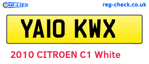 YA10KWX are the vehicle registration plates.