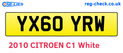 YX60YRW are the vehicle registration plates.