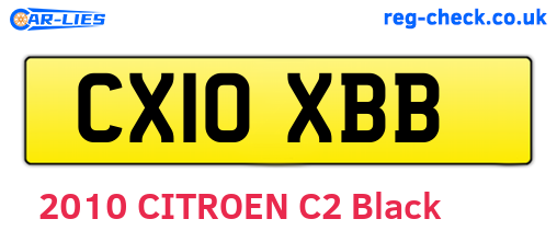 CX10XBB are the vehicle registration plates.