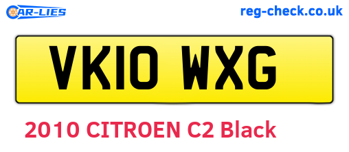 VK10WXG are the vehicle registration plates.