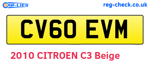 CV60EVM are the vehicle registration plates.