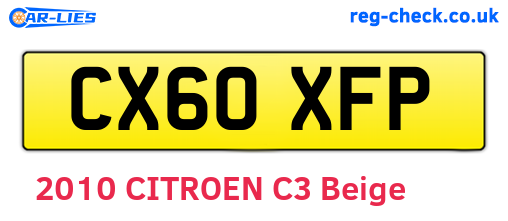 CX60XFP are the vehicle registration plates.