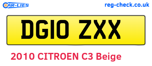 DG10ZXX are the vehicle registration plates.