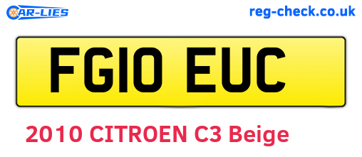 FG10EUC are the vehicle registration plates.