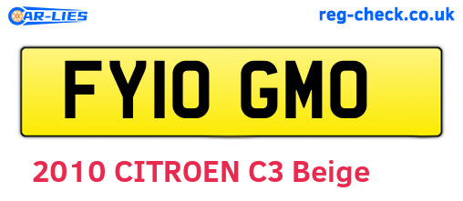 FY10GMO are the vehicle registration plates.