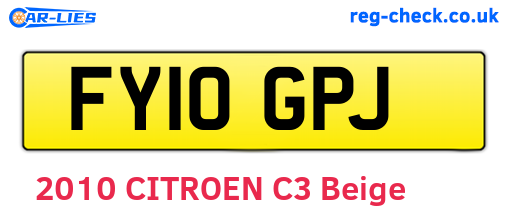 FY10GPJ are the vehicle registration plates.