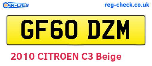 GF60DZM are the vehicle registration plates.