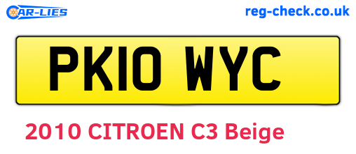 PK10WYC are the vehicle registration plates.