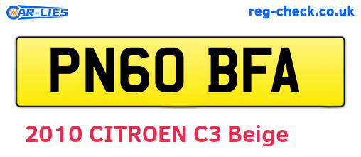 PN60BFA are the vehicle registration plates.