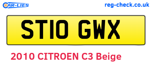 ST10GWX are the vehicle registration plates.