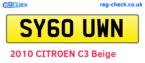 SY60UWN are the vehicle registration plates.