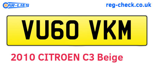 VU60VKM are the vehicle registration plates.