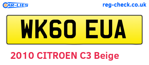 WK60EUA are the vehicle registration plates.