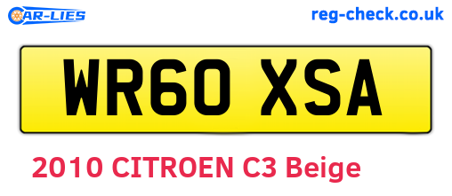 WR60XSA are the vehicle registration plates.