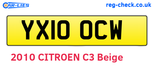 YX10OCW are the vehicle registration plates.