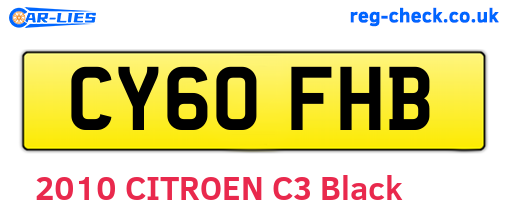 CY60FHB are the vehicle registration plates.