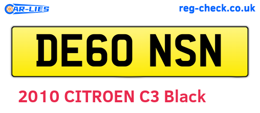 DE60NSN are the vehicle registration plates.