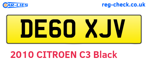 DE60XJV are the vehicle registration plates.