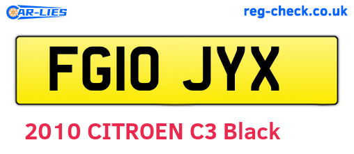 FG10JYX are the vehicle registration plates.