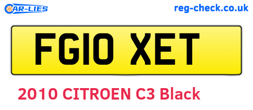 FG10XET are the vehicle registration plates.