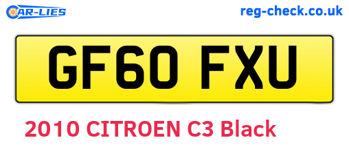 GF60FXU are the vehicle registration plates.
