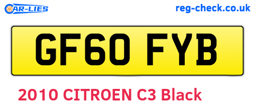 GF60FYB are the vehicle registration plates.
