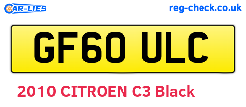 GF60ULC are the vehicle registration plates.