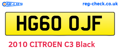 HG60OJF are the vehicle registration plates.