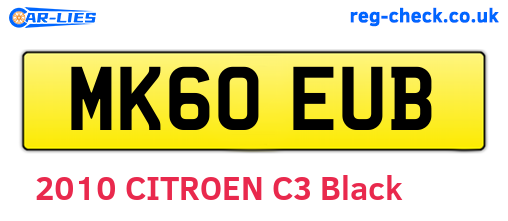 MK60EUB are the vehicle registration plates.