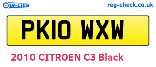PK10WXW are the vehicle registration plates.