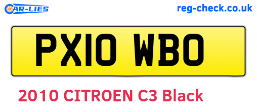PX10WBO are the vehicle registration plates.