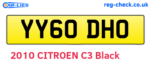 YY60DHO are the vehicle registration plates.