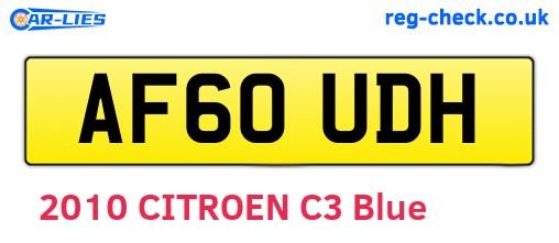 AF60UDH are the vehicle registration plates.