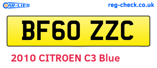 BF60ZZC are the vehicle registration plates.