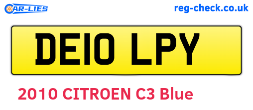 DE10LPY are the vehicle registration plates.