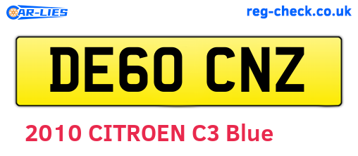 DE60CNZ are the vehicle registration plates.