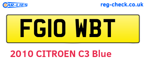 FG10WBT are the vehicle registration plates.