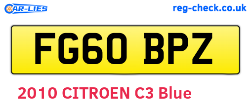 FG60BPZ are the vehicle registration plates.