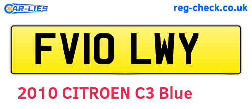 FV10LWY are the vehicle registration plates.