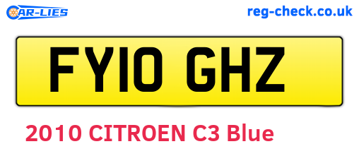 FY10GHZ are the vehicle registration plates.