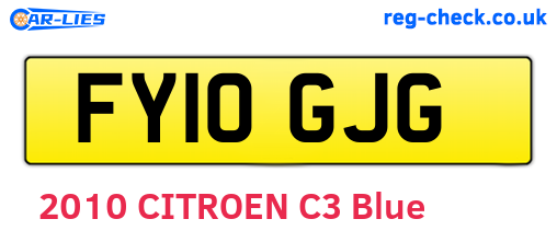 FY10GJG are the vehicle registration plates.
