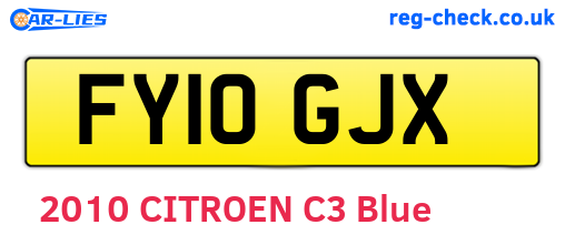 FY10GJX are the vehicle registration plates.