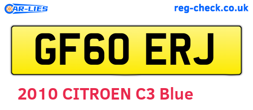 GF60ERJ are the vehicle registration plates.