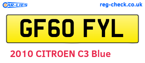 GF60FYL are the vehicle registration plates.