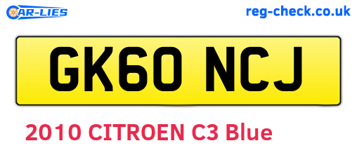 GK60NCJ are the vehicle registration plates.