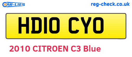 HD10CYO are the vehicle registration plates.
