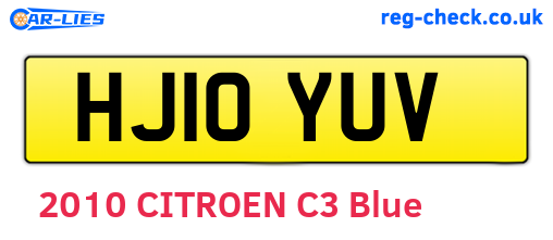 HJ10YUV are the vehicle registration plates.